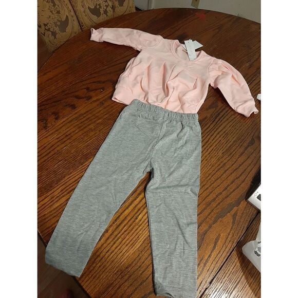 New Girl's 12/18 Month (100) Pink Grey Long Sleeve Shirt and Pants Set O… - Picture 1 of 7